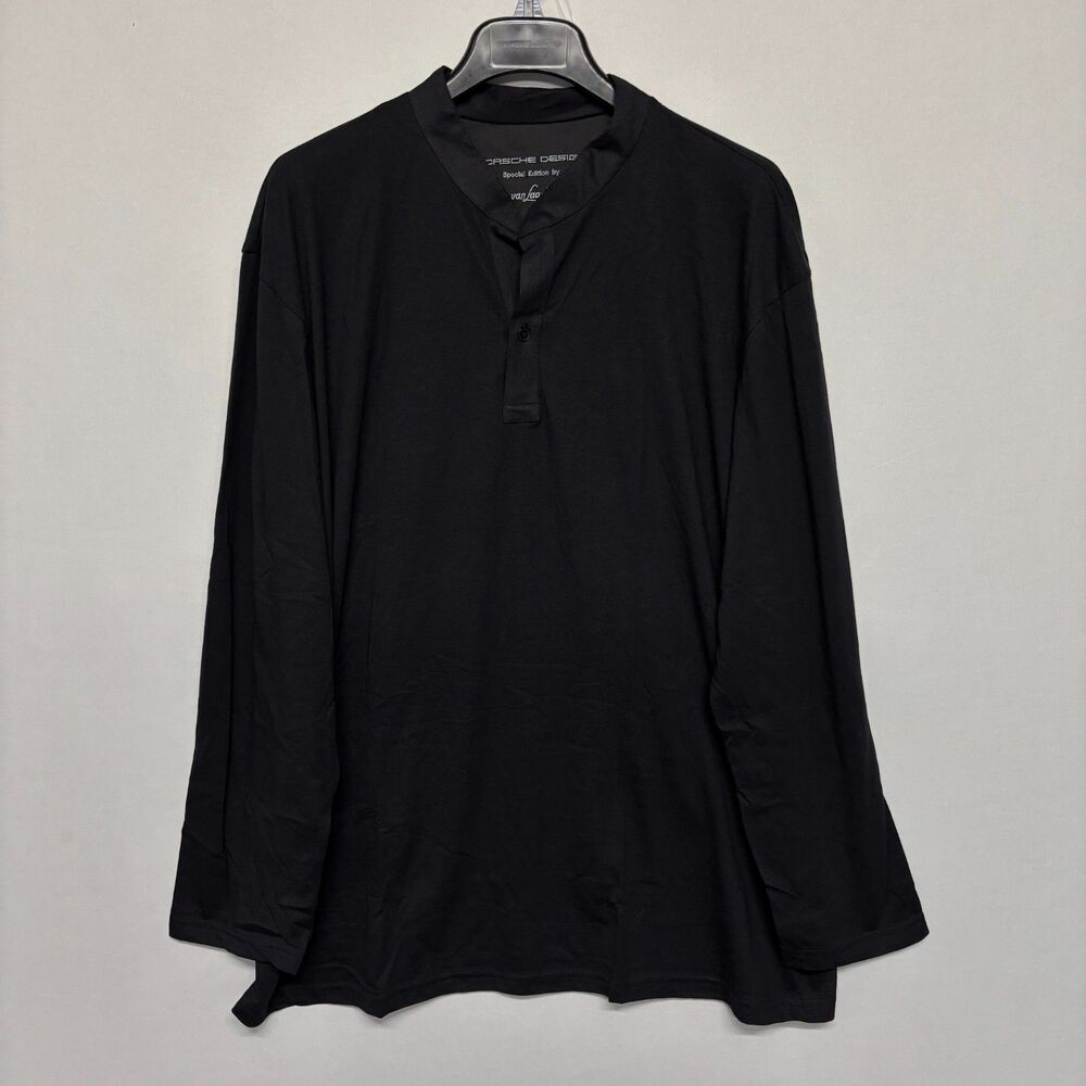 Porsche Design SE Van Laack Henley Mandarin Polo Shirt Size XL X-Large C130 -24